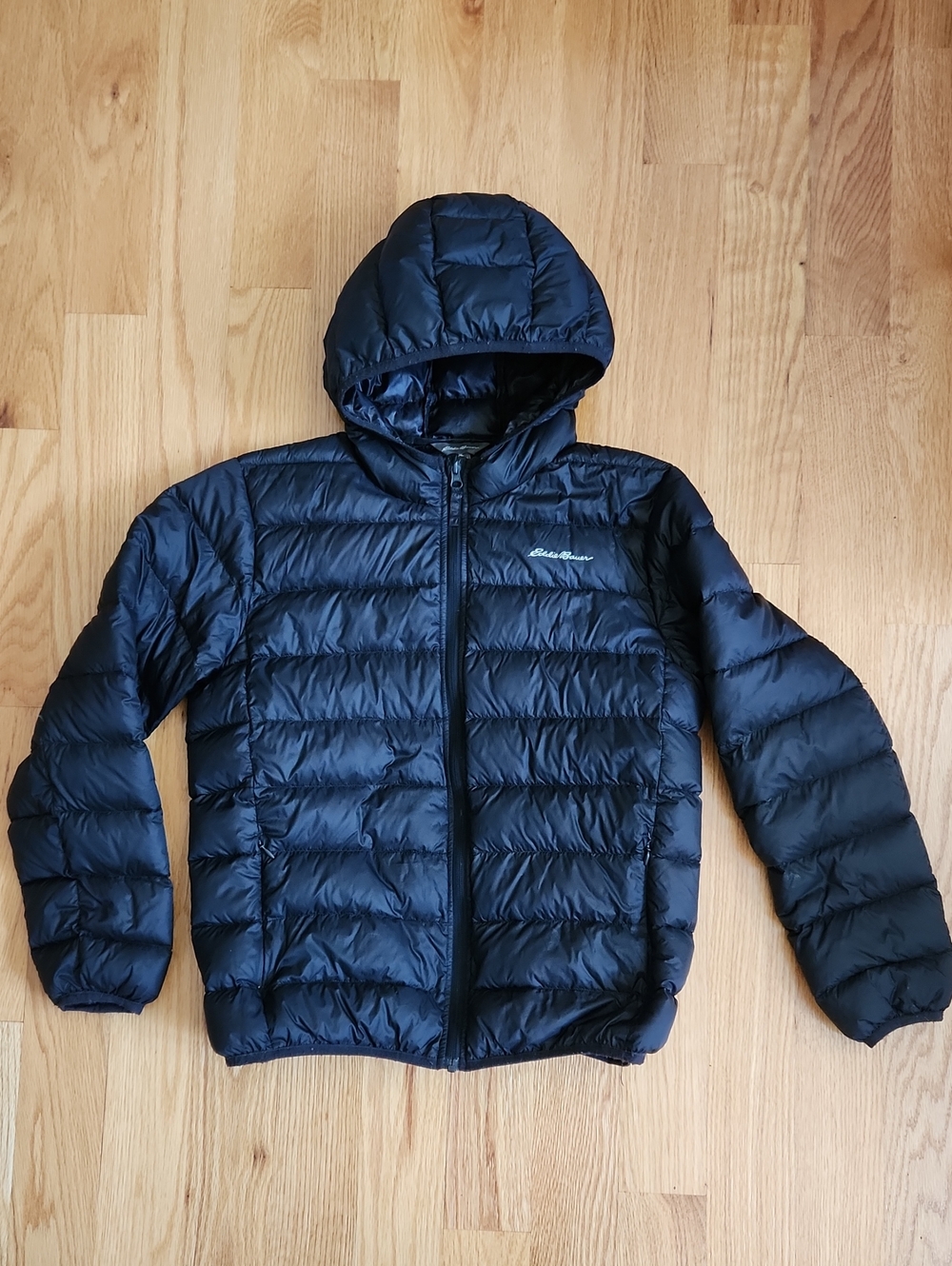Eddie Bauer, Black Hooded Puffer Jacket, Youth, Sz 16